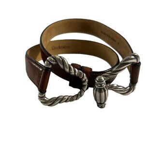 Barse Rochester Brown Italian Leather Belt Womens Size Small Toggle Buckle